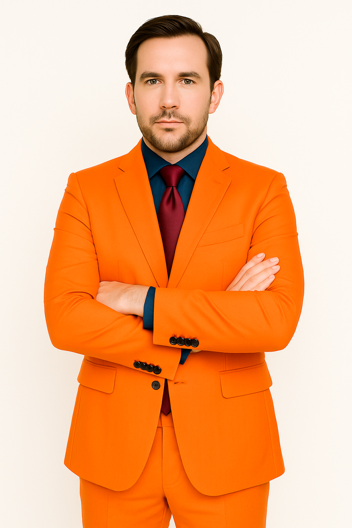 SKU#JA57926 Bright Orange Suit With Pants - Light Orange Suit