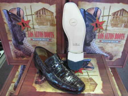Brown Dress Shoe Mens Stylish Dress Loafer Genuine Brown caiman ~ World Best Alligator ~ Gator Skin Crocodile ~World Best Alligator ~ Gator Skin Belly Dress Shoe