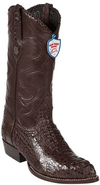 Wild West Brown J-Toe caiman ~ World Best Alligator ~ Gator Skin Hornback Cowboy Boots