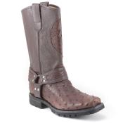 Los Altos Brown Genuine Ostrich Biker Boot