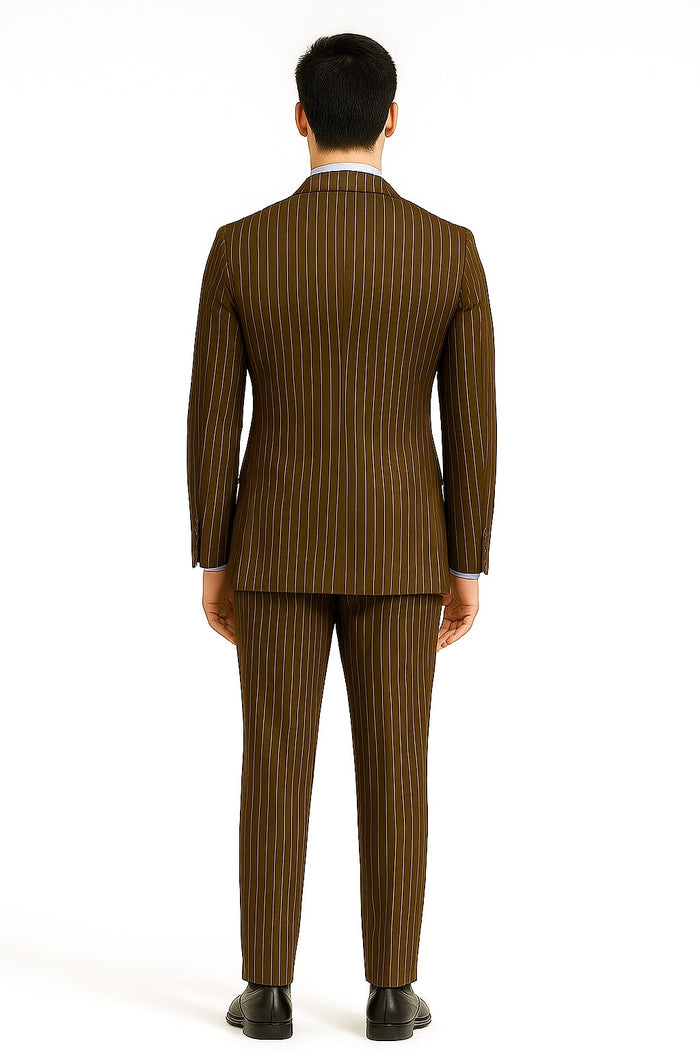 Brown Pinstripe Double-Breasted 6-Button Suit