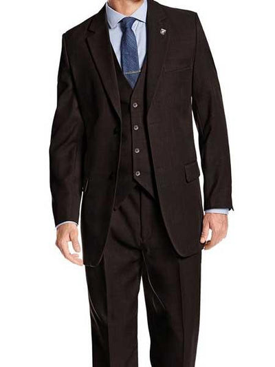 Men's 3 Piece Heather Brown Suit