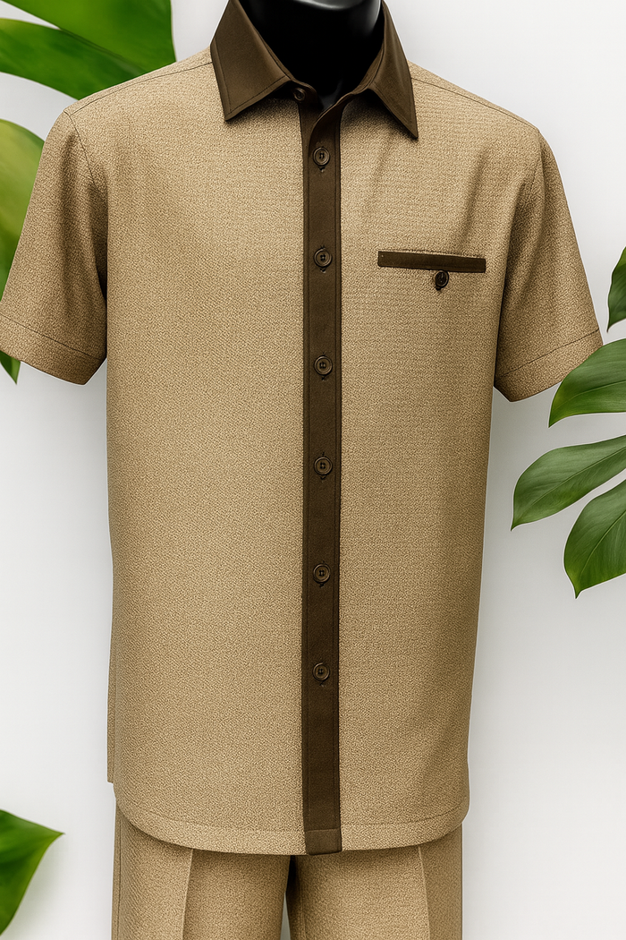 Men's Brown Tan Houndstooth Walking Suit