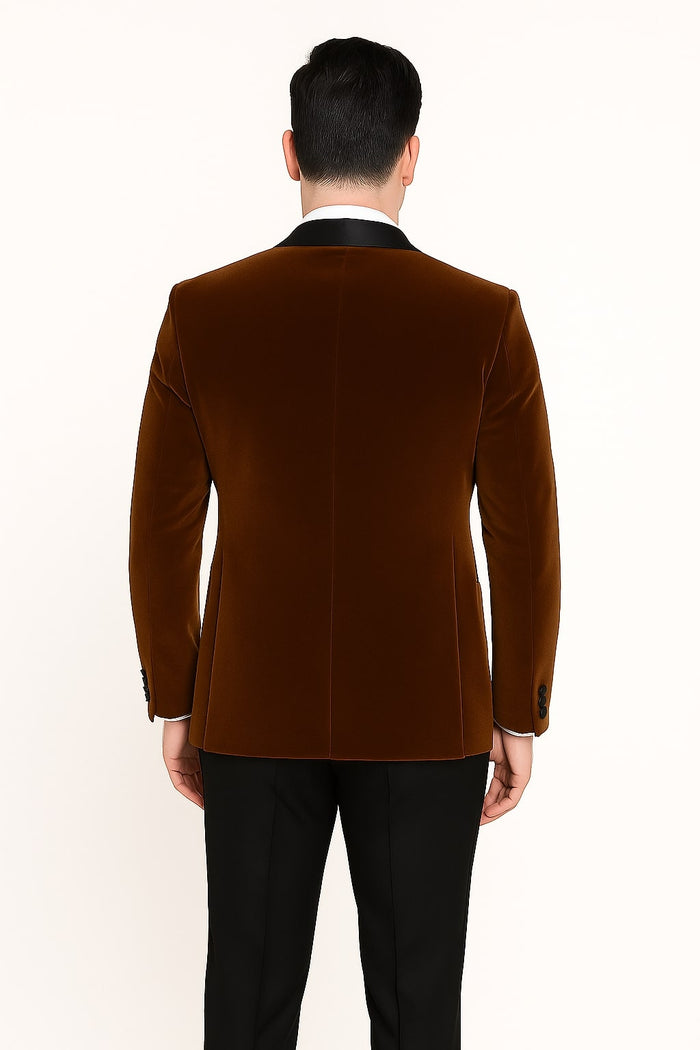 Brown Velvet Tuxedo with Satin Shawl Lapel