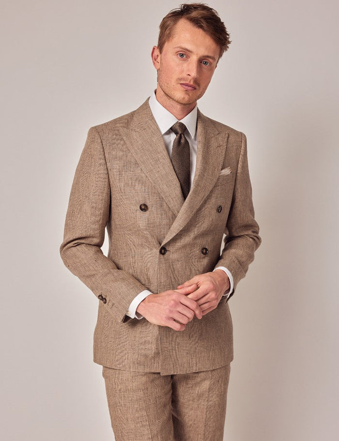 Brown Linen Beach Wedding Suit for Men
