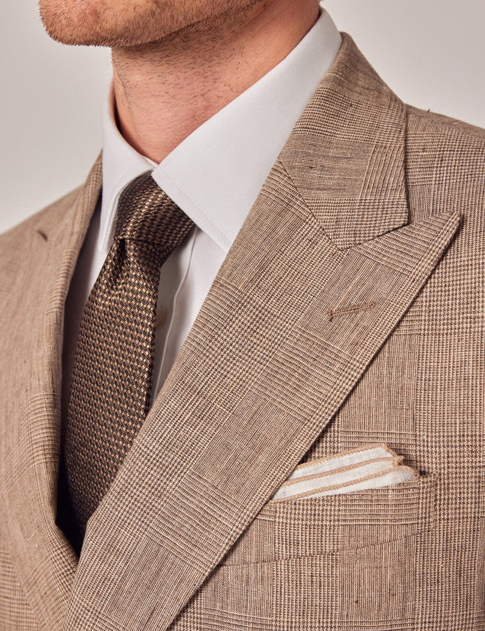 Brown Linen Beach Wedding Suit for Men