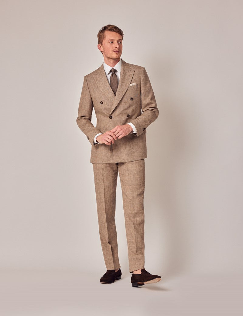 Brown Linen Beach Wedding Suit for Men