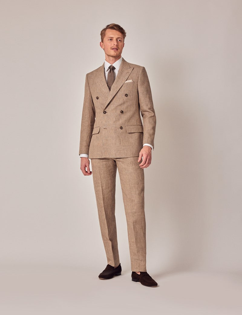 Brown Linen Beach Wedding Suit for Men