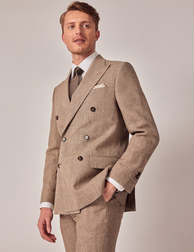 Brown Linen Beach Wedding Suit for Men