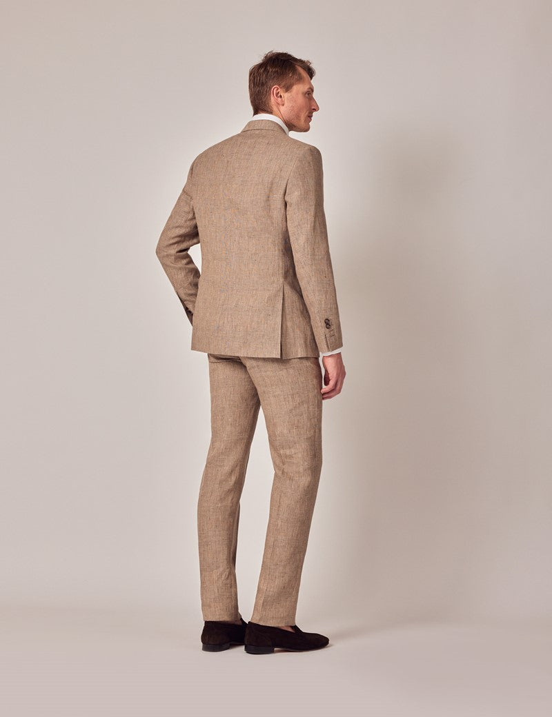 Brown Linen Beach Wedding Suit for Men