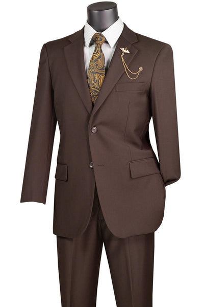 Brown Regular Fit Two Piece Suit by Vinci