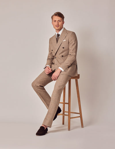 Brown Linen Beach Wedding Suit for Men