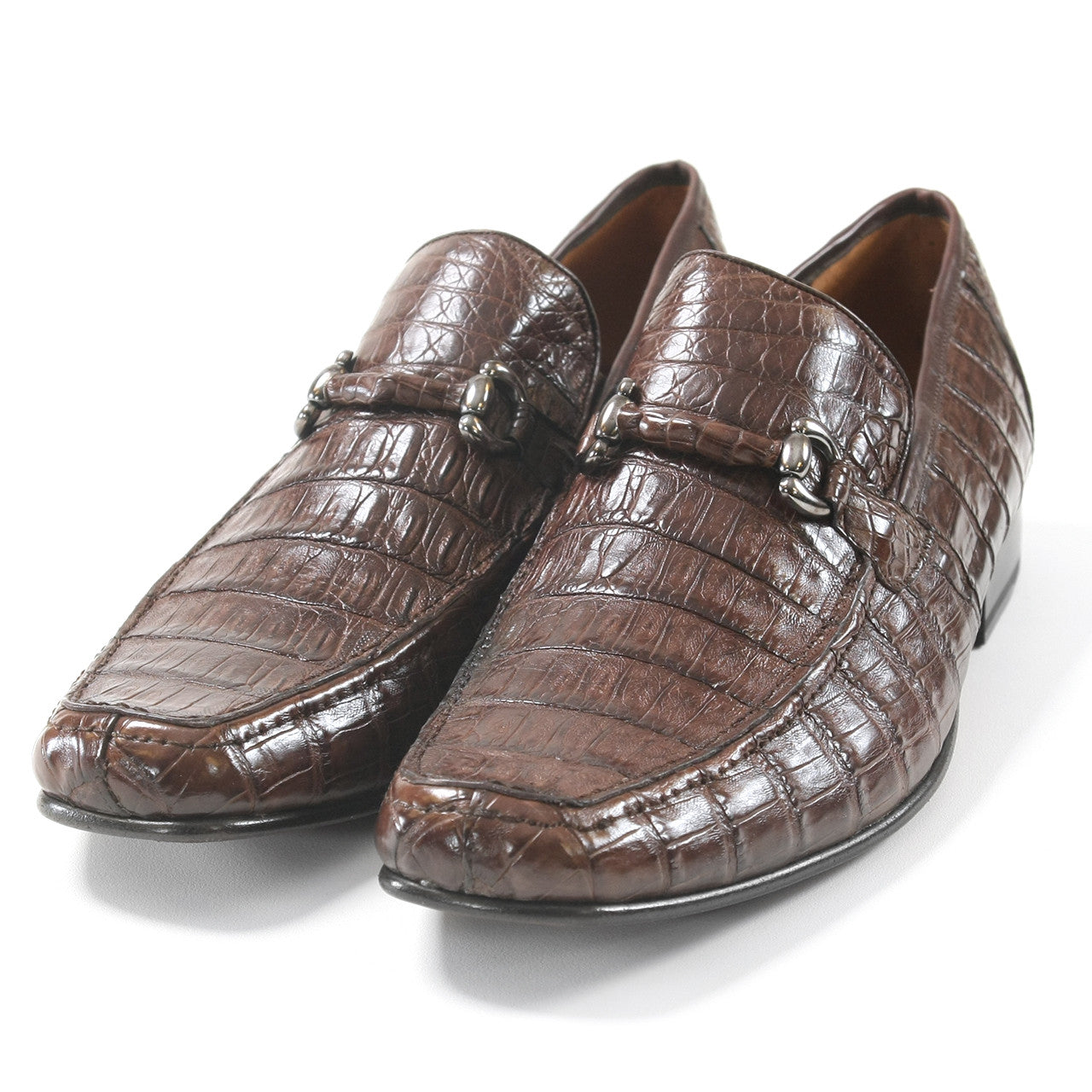 Caiman Crocodile Brown Slip-On Loafers