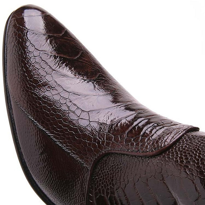 Brown Ostrich Leg Ankle Boots by Los Altos