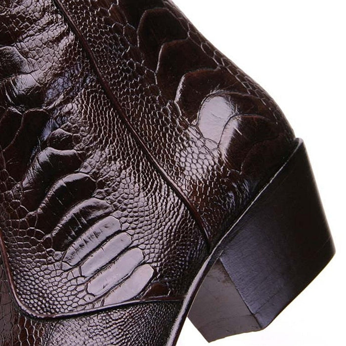 Brown Ostrich Leg Ankle Boots by Los Altos