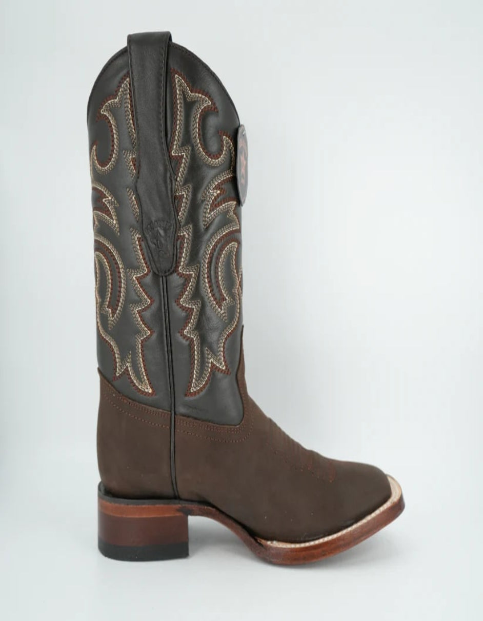 Los Altos Crazy Brown Wide Square Toe Boot