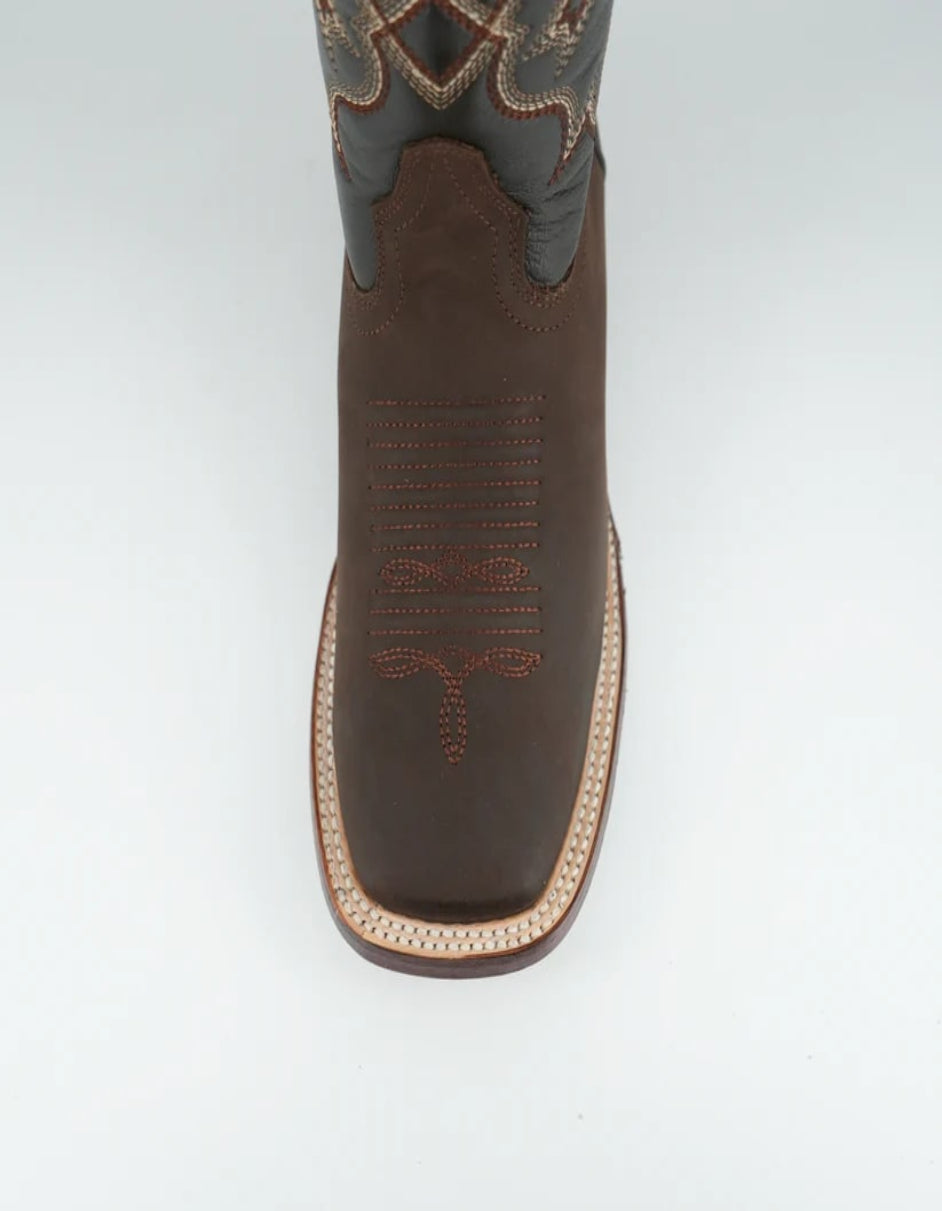 Los Altos Crazy Brown Wide Square Toe Boot