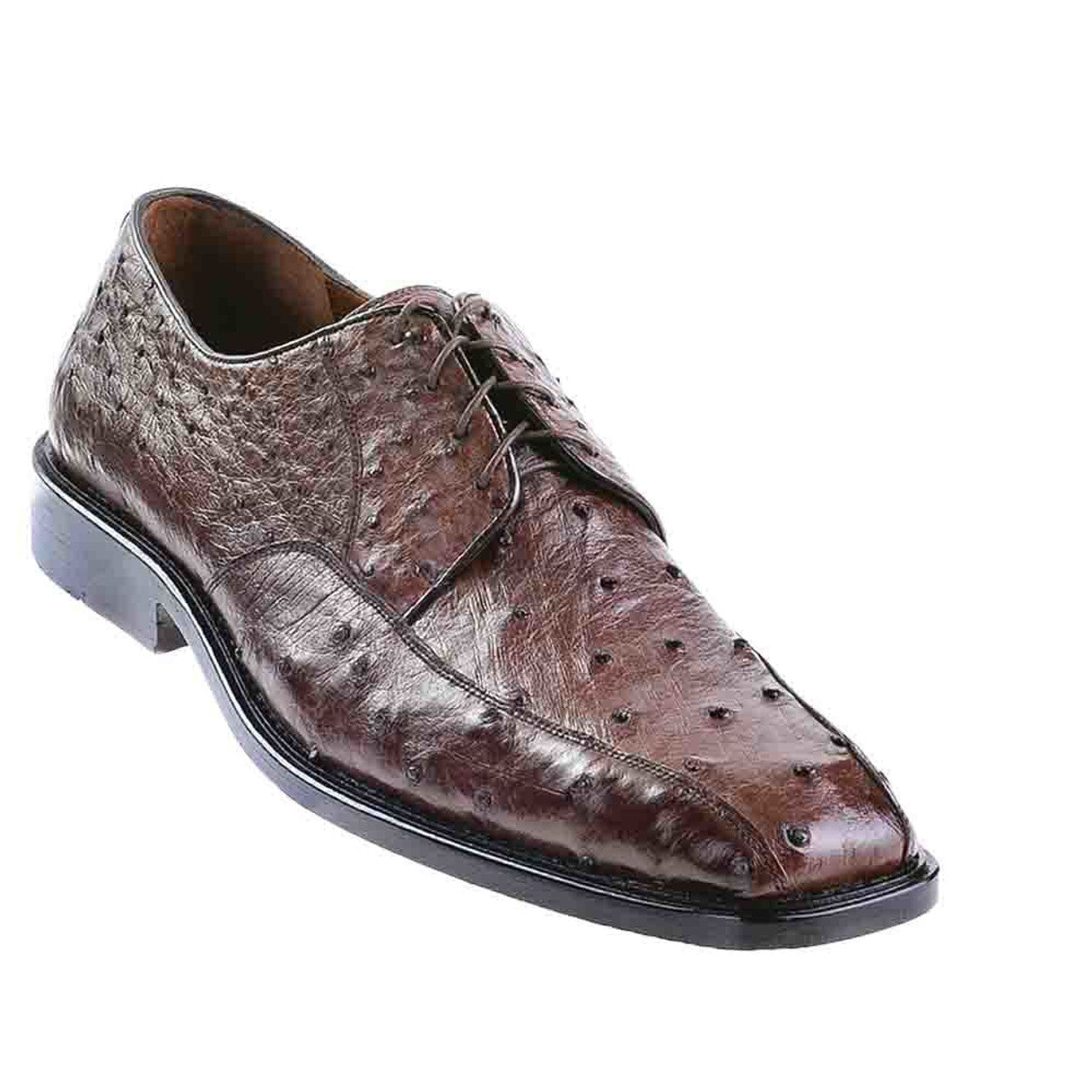 Brown Full Quill Ostrich Lace-Up Shoes