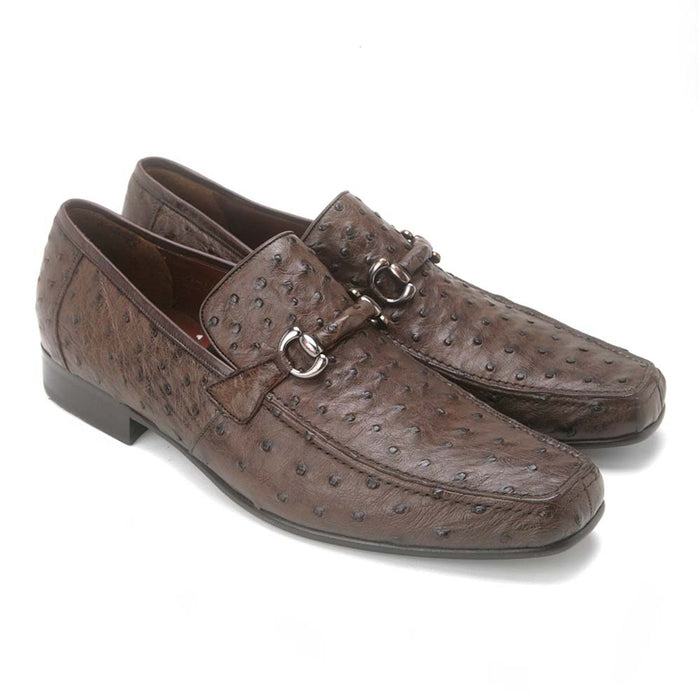 Brown Full Quill Ostrich Slip-On Loafers