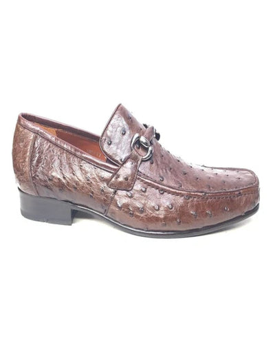 Brown Ostrich Quill Buckled Loafers for Men