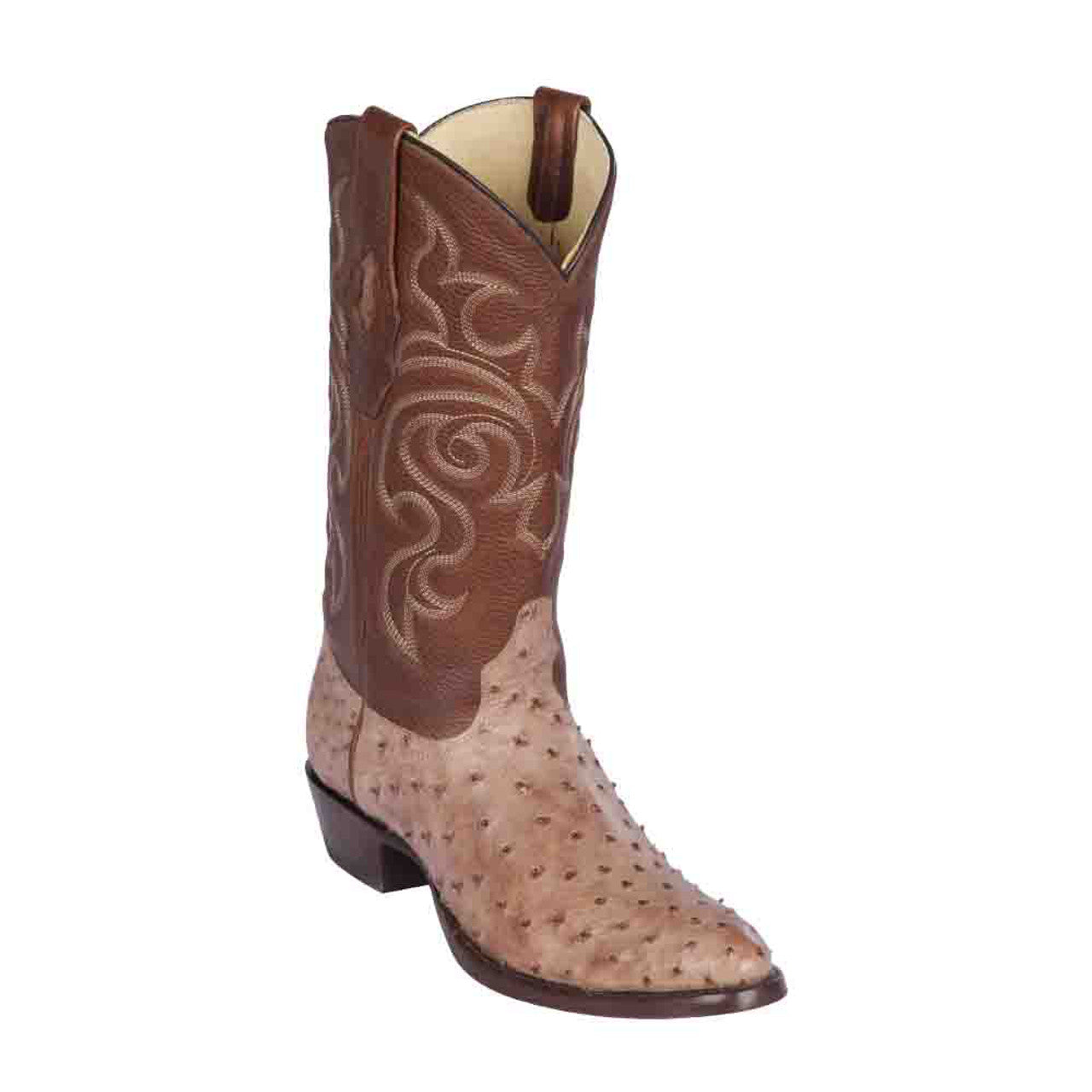 Los Altos Moka Ostrich Round Toe Boots
