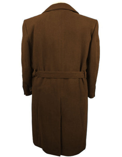 Wool Gabardine Belted Duster Overcoat for Men