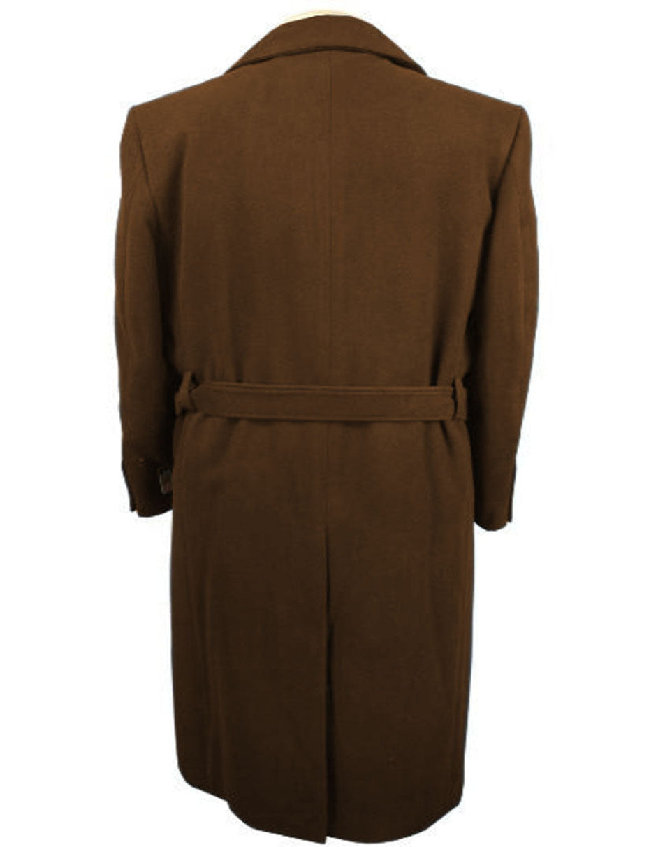 Wool Gabardine Belted Duster Overcoat for Men