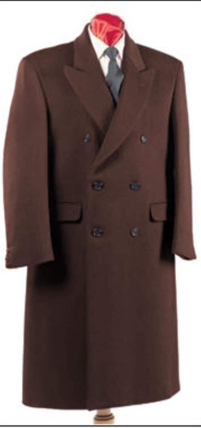 Double Breasted Brown Wool Blend Men's Dress Coat