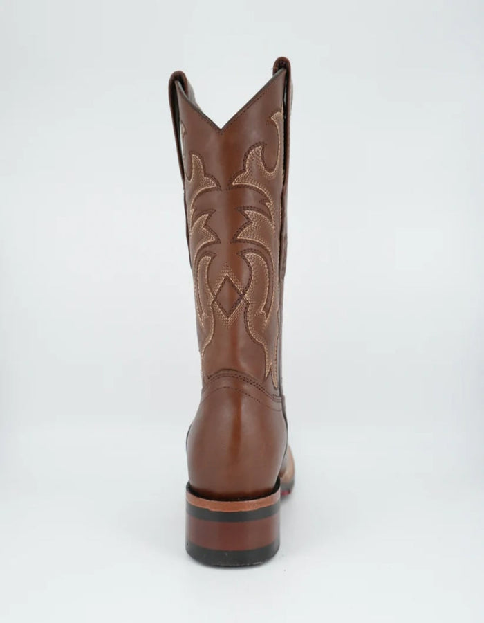 Men's Brown Wide Square Toe Leather Boot