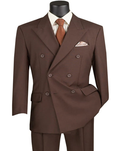 Regular Fit Pleated Brown Suit for Men