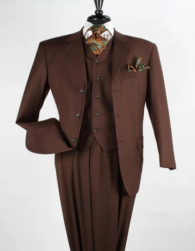 Coco Brown Pleated Suit Regular Fit
