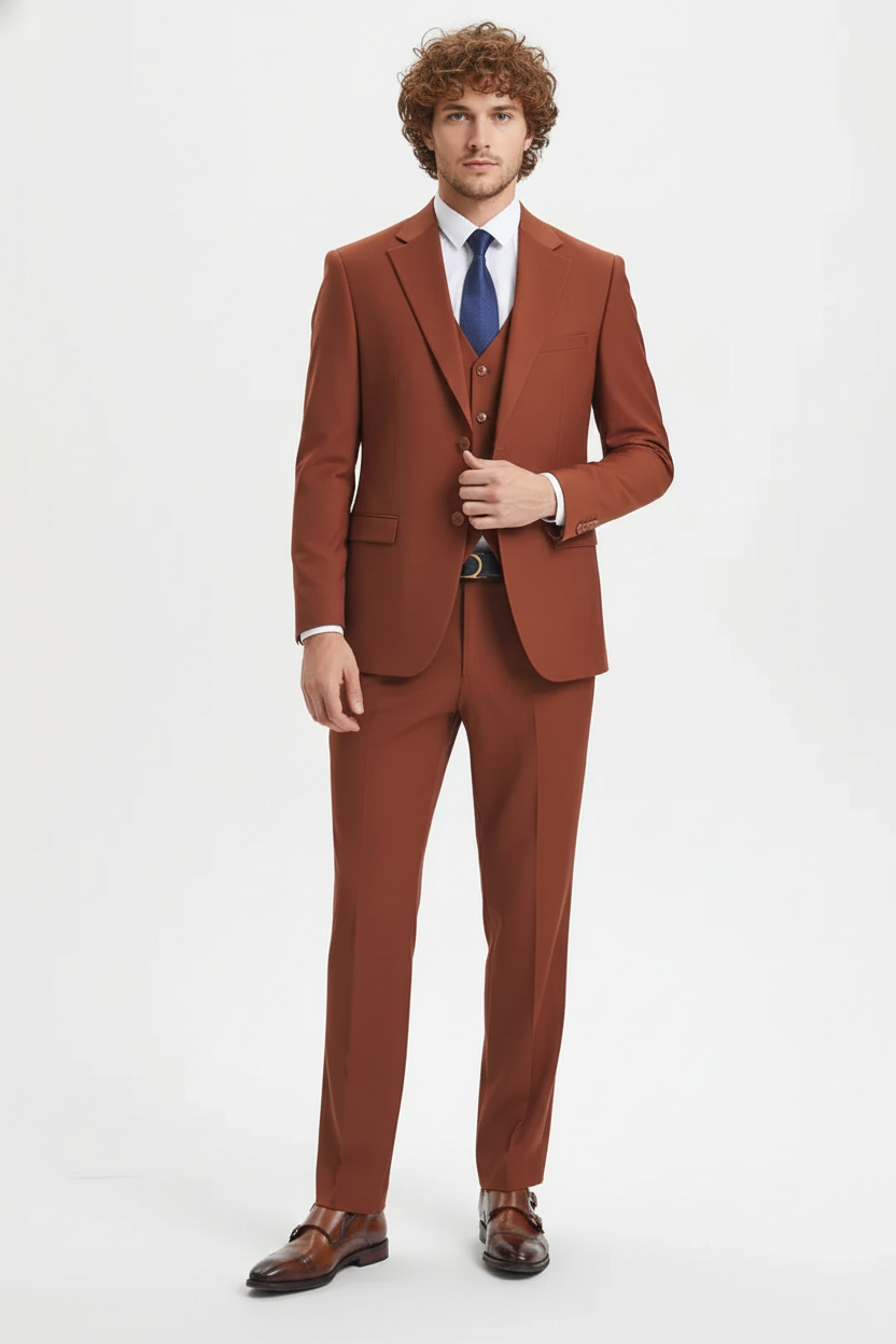 Brown Three-Piece Suit –   Slim Fit 