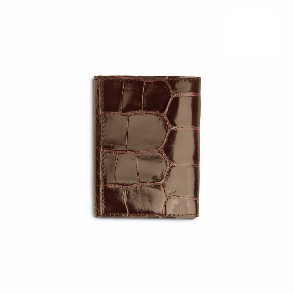 Ferrini Alligator Trifold Wallet in Nicotine