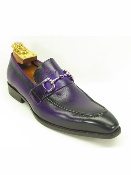 Men's Fashionable Buckle Stylish Dress Loafer Purple Dress Shoe