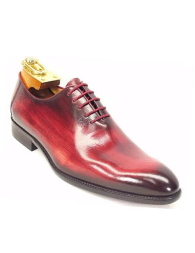 Carrucci Men's Lace Up Style Genuine Calfskin Leather Oxford Shoes Maroon Dress Shoe ~ Burgundy Dress Shoe ~ Wine Color Dress Shoe