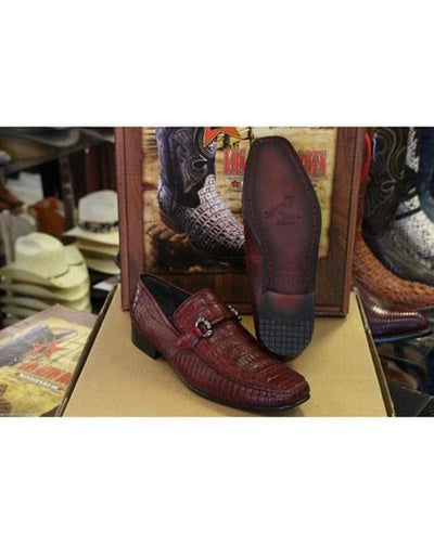 Men's Stylish Dress Loafer and Slip On Genuine Crocodile Los Altos Maroon Dress Shoe ~ Burgundy Dress Shoe ~ Wine Color Dress Shoe Shoes