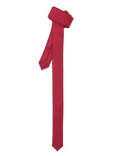 Modern Super Skinny Fashionable Burgundy ~ Wine ~ Maroon Color Slim Shiny NeckTie-Men's Neck Ties - Mens Dress Tie - Trendy Mens Ties