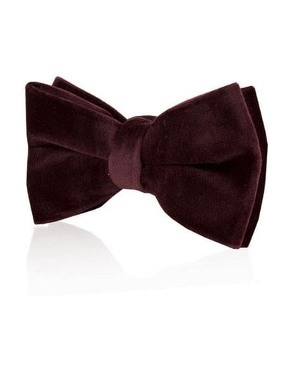 Men's Burgundy ~ Wine ~ Maroon Color Velvet Fashion Bow Tie-Men's Neck Ties - Mens Dress Tie - Trendy Mens Ties