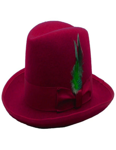 1920s Burgundy Fedora – Men’s Classic Gangster Godfather Wool Dress Hat