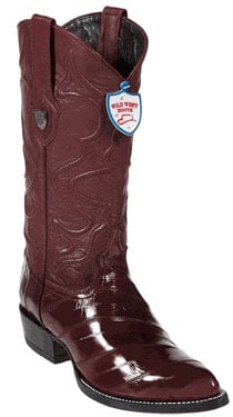 Wild West Burgundy ~ Maroon ~ Wine Color Eel Cowboy Boots - Botas De Anguila