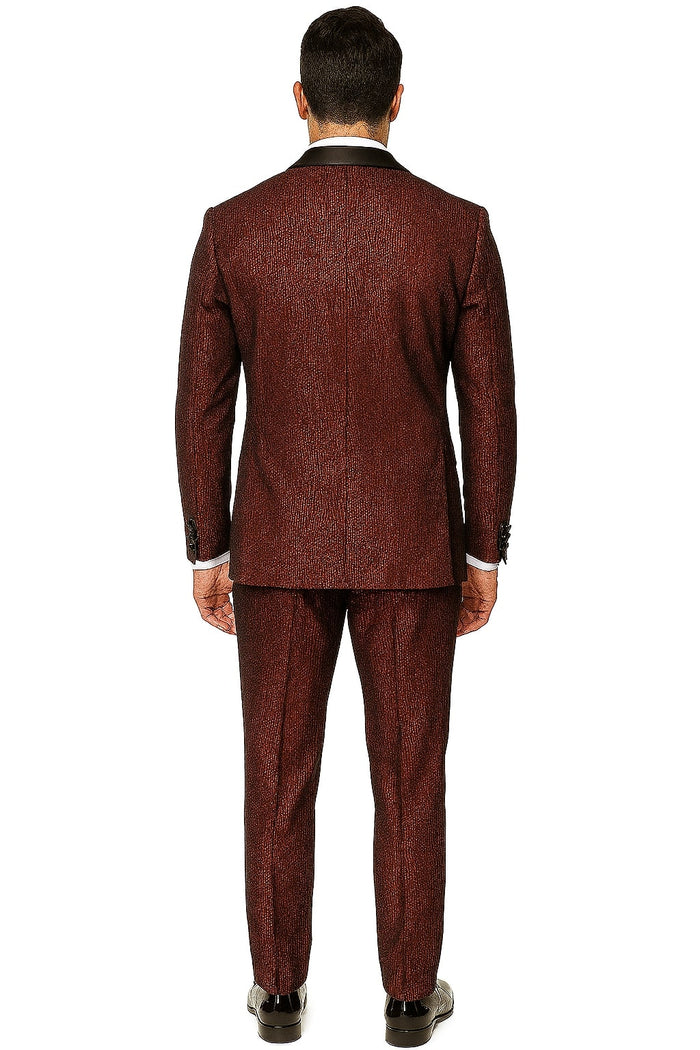 Burgundy Shiny Stripe Slim Tuxedo Jacket