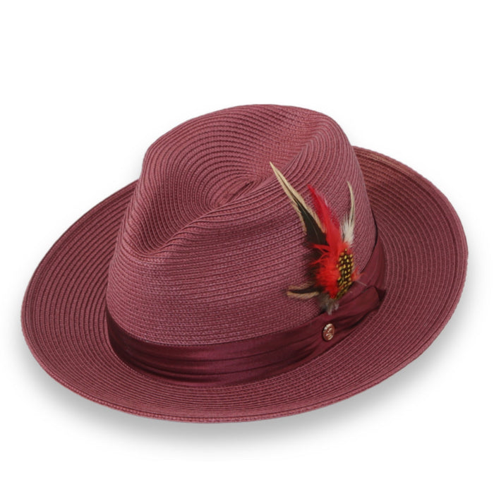 Tapa Burgundy Fedora – Men’s Crushable Straw Dress Hat
