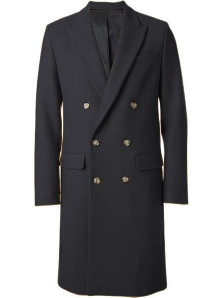 Men's Charcoal Double Breasted 44" Overcoat
