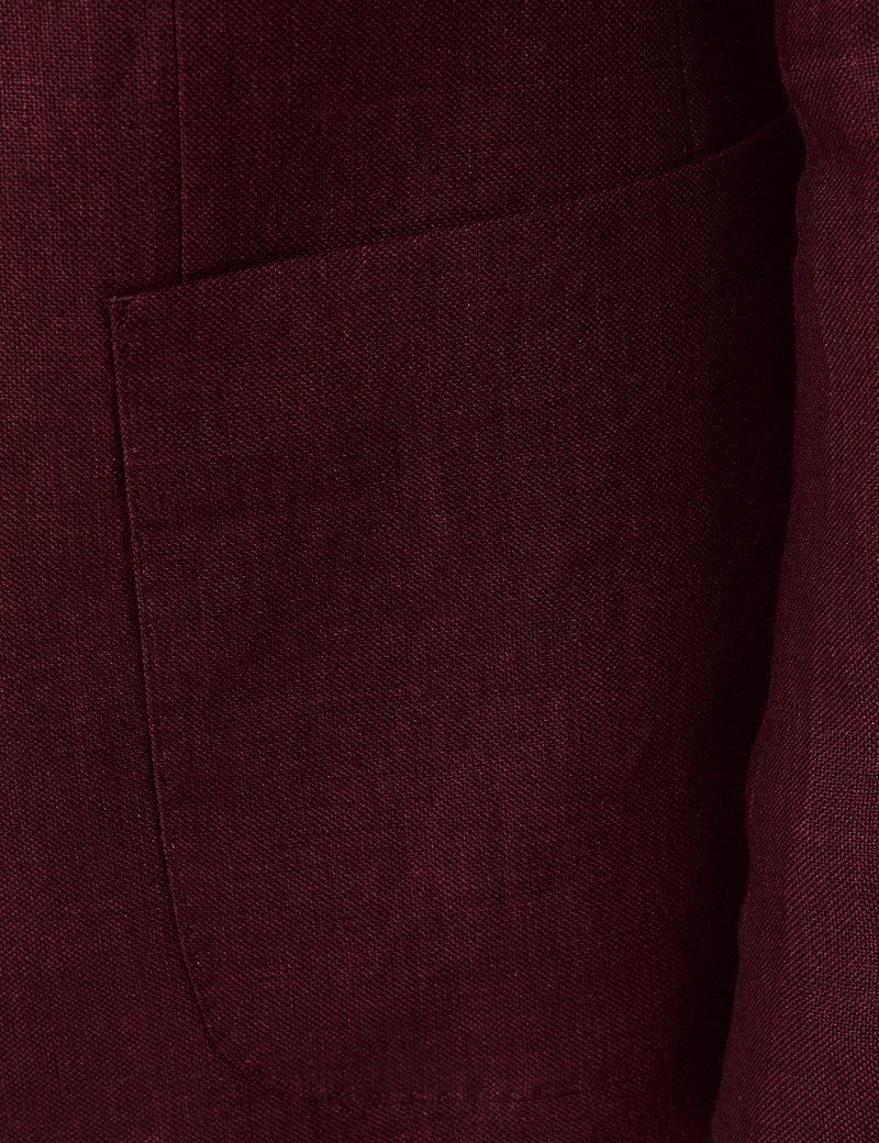 Mens Linen Burgundy Suit - Summer Wedding