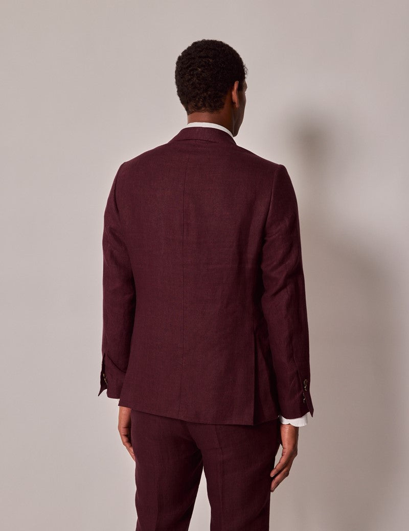 Mens Linen Burgundy Suit - Summer Wedding