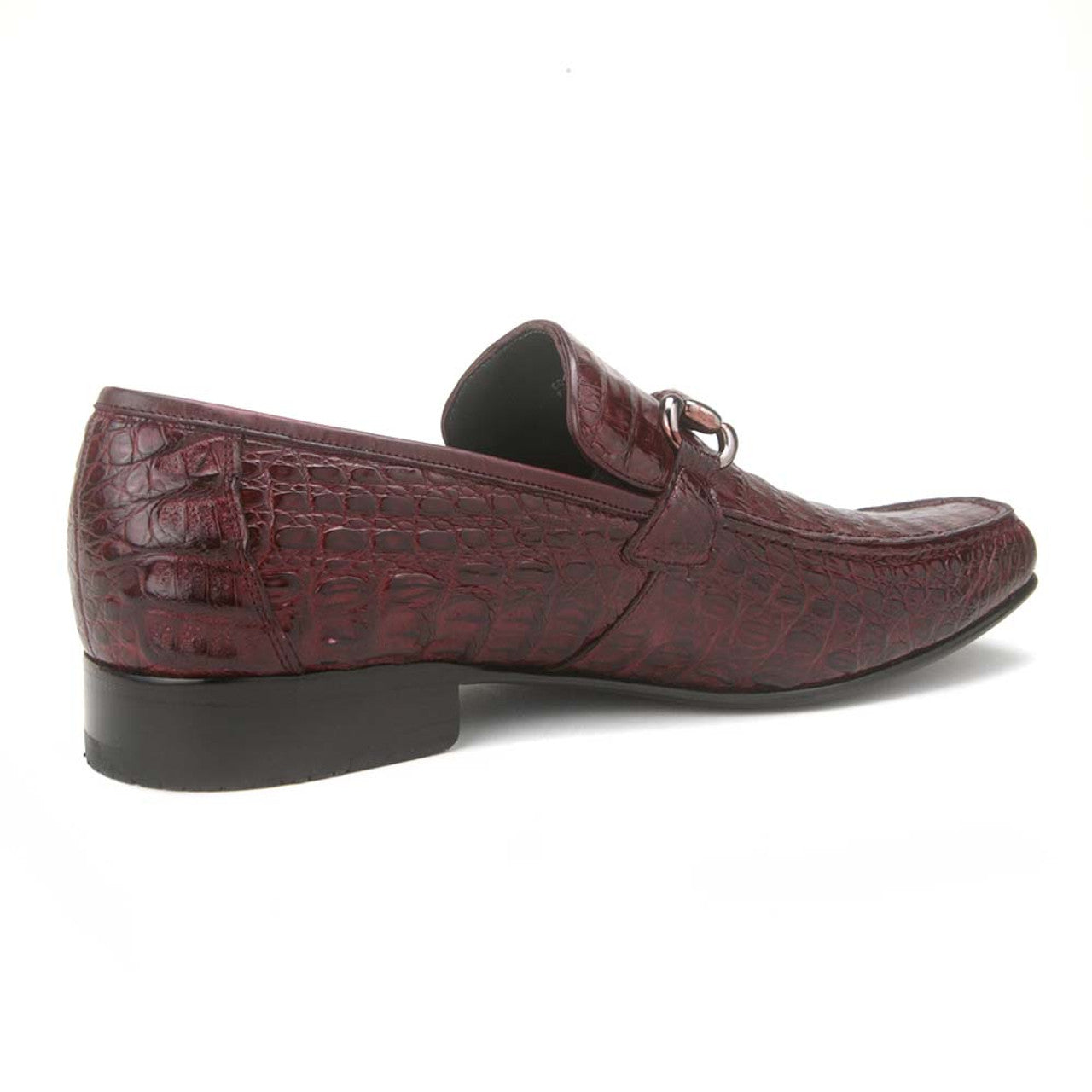 Metal Bit Burgundy Crocodile Loafers by Los Altos
