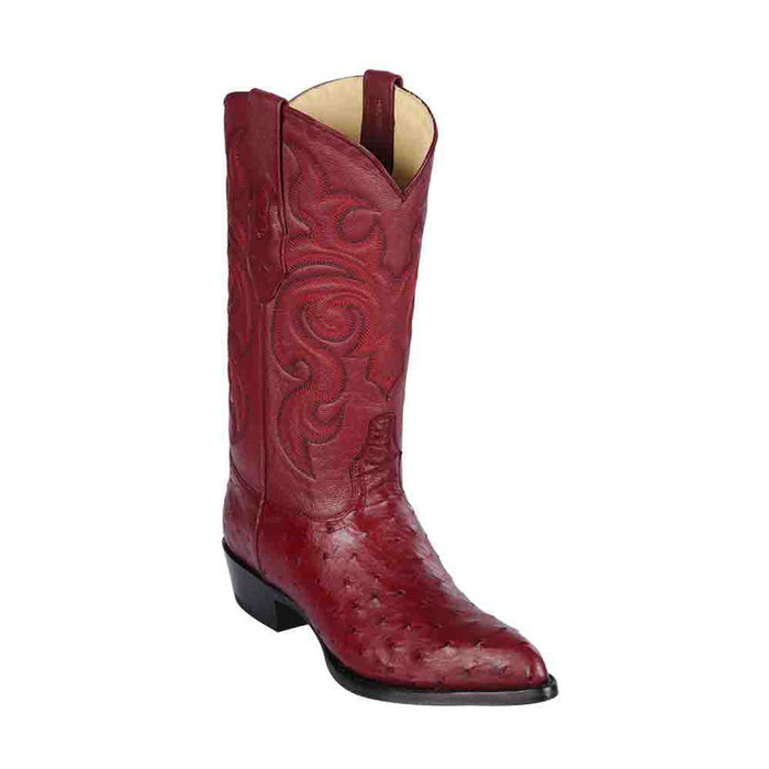 Burgundy Full Quill Ostrich Boots by Los Altos