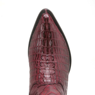 Western Burgundy Caiman Crocodile J Toe Boots