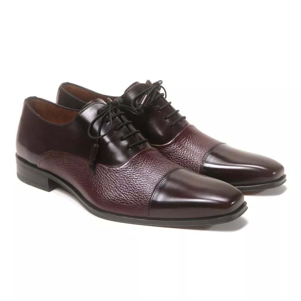 Mezlan Deer Skin Burgundy Cap Toe Oxfords