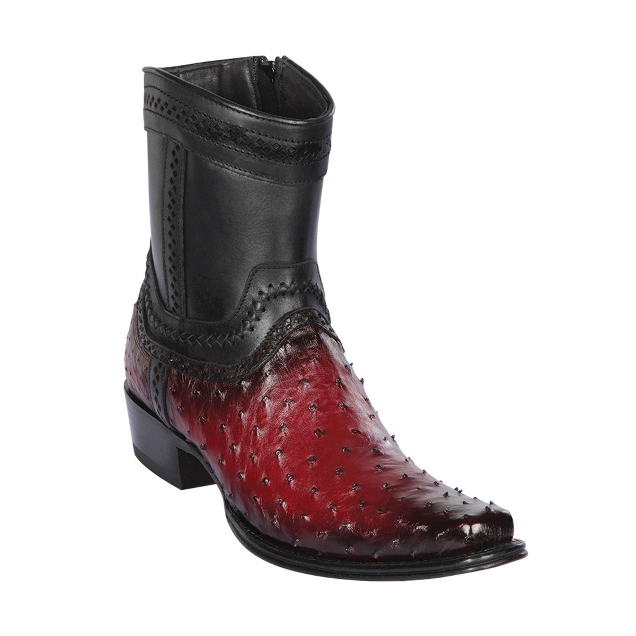 Faded Burgundy Ostrich Low Shaft Boots for Men